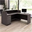 Pemberly Row Wood 72W x 72D L Reception Desk with Drawers in Storm Gray