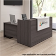 Pemberly Row Wood 72W x 72D L Reception Desk with Drawers in Storm Gray