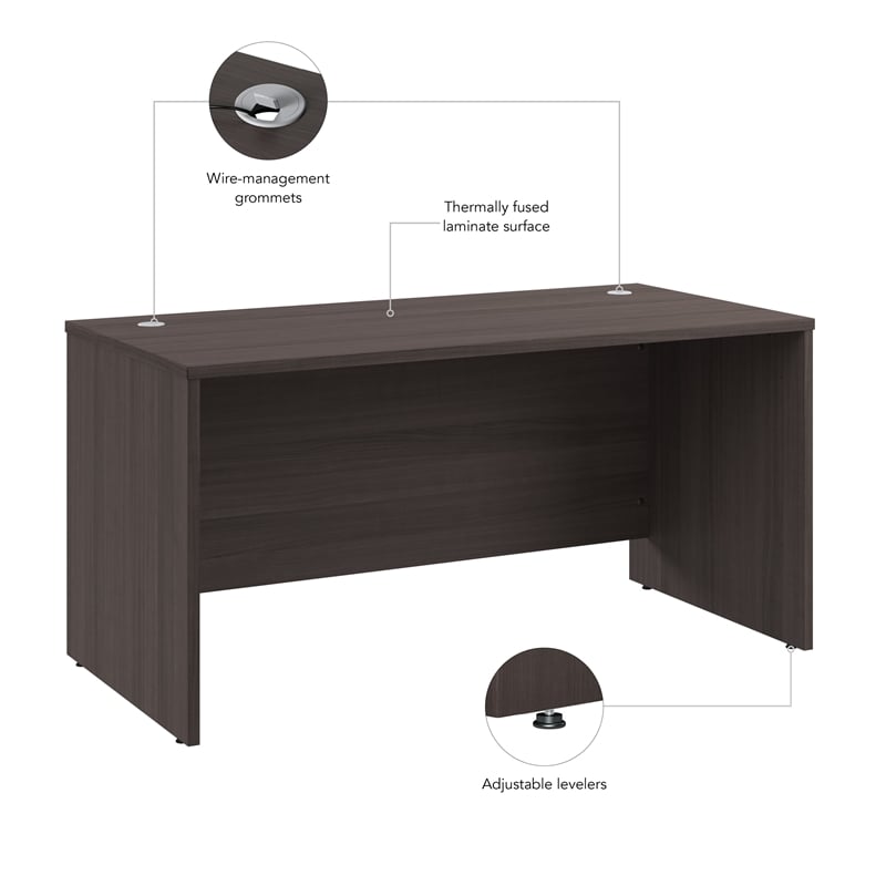 Pemberly Row 60W x 30D Office Desk in Storm Gray - Engineered Wood