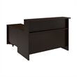 Pemberly Row 60W x 72D Wood L Reception Desk with Drawers in Mocha Cherry