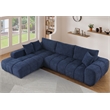 Pemberly Row Modular Chenille Sectional Sofa Chaise with Deep Seats in Blue