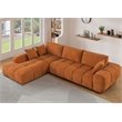 Pemberly Row Modular Chenille Sectional Sofa Chaise with Deep Seats in Caramel