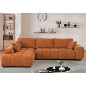 Pemberly Row Modular Chenille Sectional Sofa Chaise with Deep Seats in Caramel