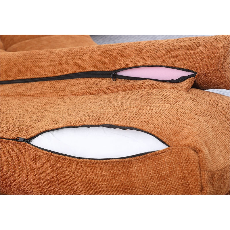 Pemberly Row Modular Chenille Sectional Sofa Chaise with Deep Seats in Caramel