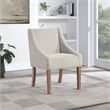 Pemberly Row Monarch Dining Chair in Cream Fabric with Medium Espresso Wood Legs