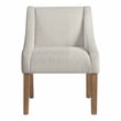 Pemberly Row Monarch Dining Chair in Cream Fabric with Medium Espresso Wood Legs