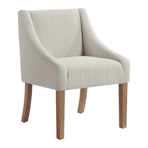 Pemberly Row Monarch Dining Chair in Cream Fabric with Medium Espresso Wood Legs