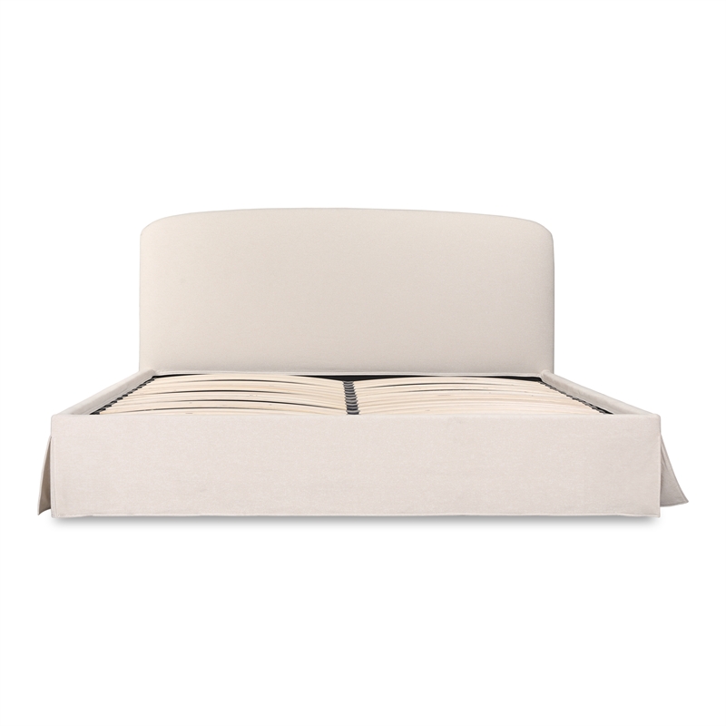 Pemberly Row Contemporary Fabric Queen Storage in Cream White