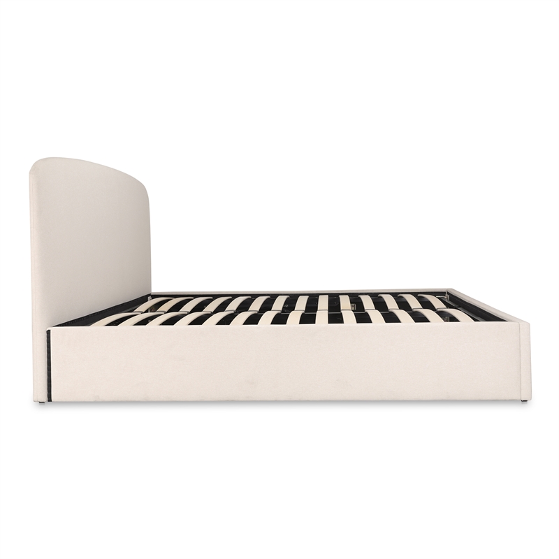 Pemberly Row Contemporary Fabric Queen Storage in Cream White