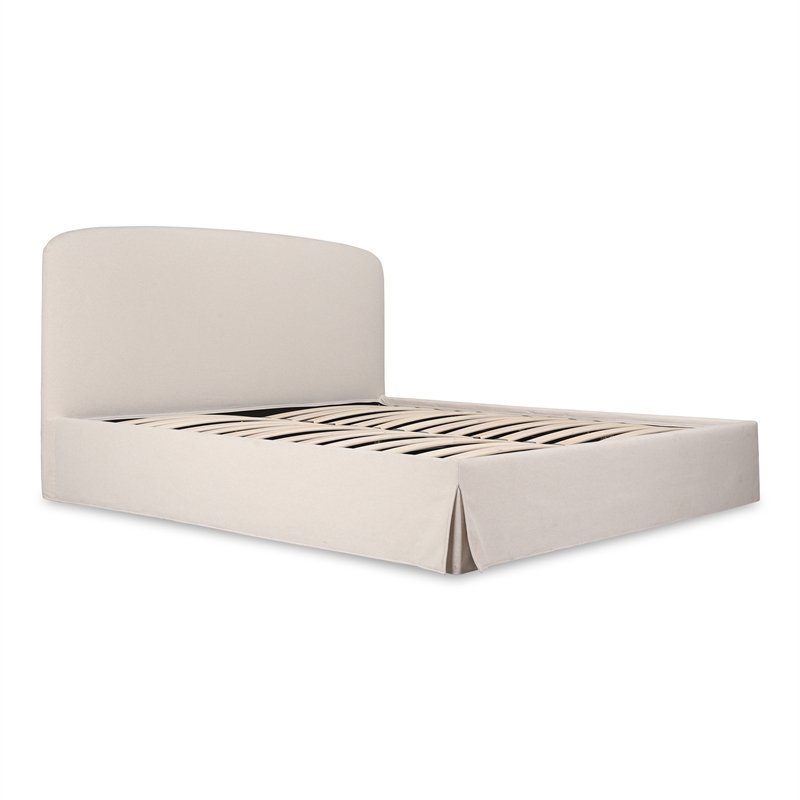 Pemberly Row Contemporary Fabric Queen Storage in Cream White