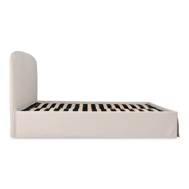 Pemberly Row Contemporary Fabric Queen Storage in Cream White