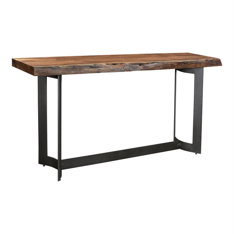 Pemberly Row Contemporary Solid Acacia Wood Console Table in Brown