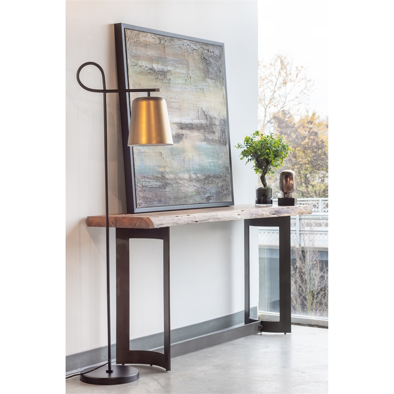 Pemberly Row Contemporary Solid Acacia Wood Console Table in Brown