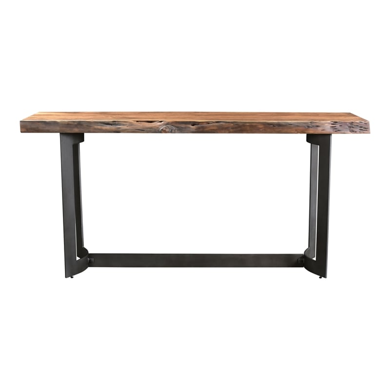 Pemberly Row Contemporary Solid Acacia Wood Console Table in Brown