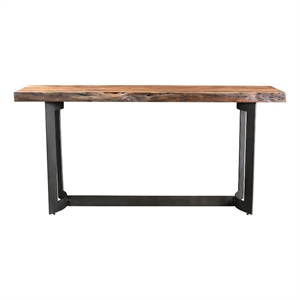 Pemberly Row Contemporary Solid Acacia Wood Console Table in Brown