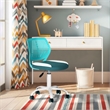 Pemberly Row Teal and White Mesh Back Office Armless Task Chair