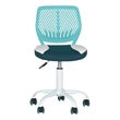 Pemberly Row Teal and White Mesh Back Office Armless Task Chair