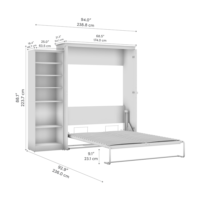 Pemberly Row Queen Murphy Bed with Closet Organizer (94W) - Engineered Wood