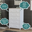 Pemberly Row Solid Wood Bedroom Dresser/Chest with 5 Drawers in White
