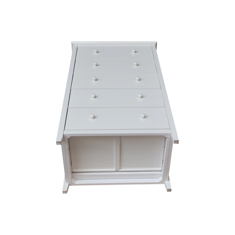 Pemberly Row Solid Wood Bedroom Dresser/Chest with 5 Drawers in White