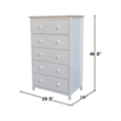 Pemberly Row Solid Wood Bedroom Dresser/Chest with 5 Drawers in White