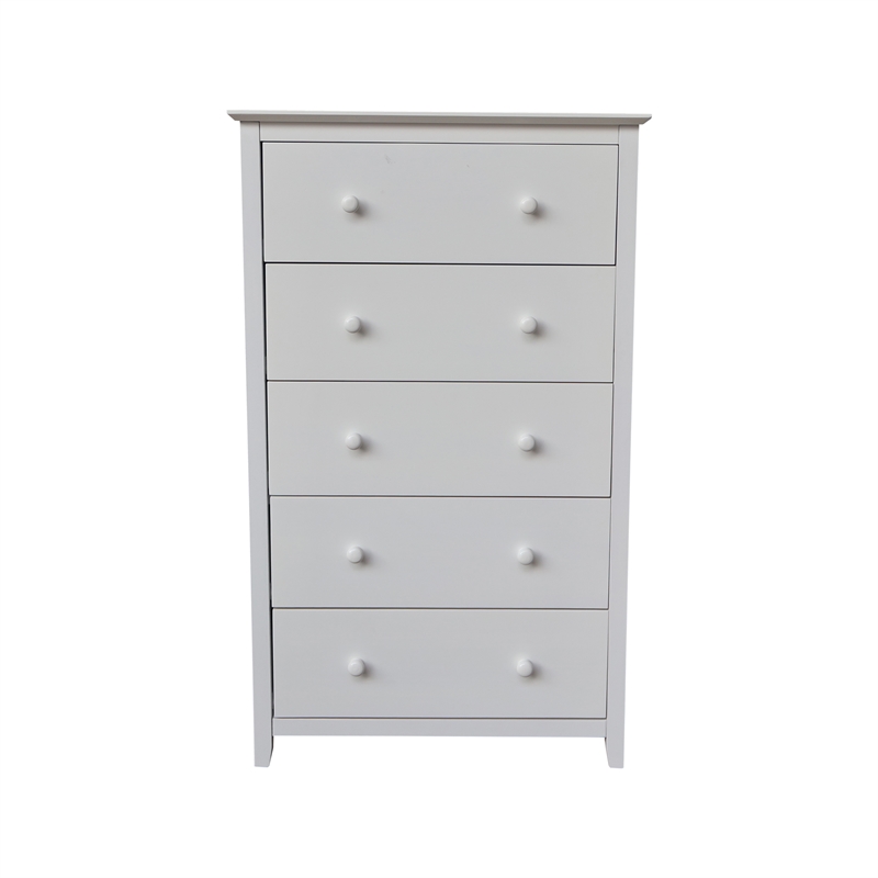 Pemberly Row Solid Wood Bedroom Dresser/Chest with 5 Drawers in White