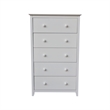 Pemberly Row Solid Wood Bedroom Dresser/Chest with 5 Drawers in White