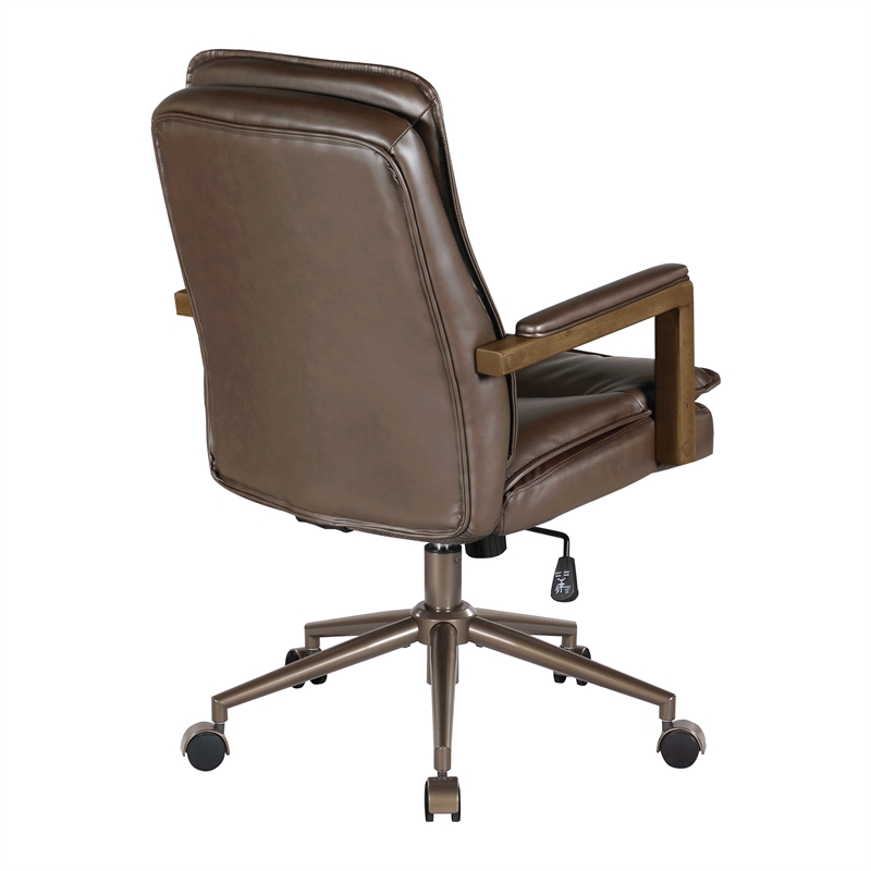 Pemberly Row Contemporary Office Chair in Chocolate Faux Leather