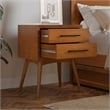 Pemberly Row Contemporary Solid Wood 2 Drawer Nightstand in Light Toffee