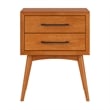 Pemberly Row Contemporary Solid Wood 2 Drawer Nightstand in Light Toffee