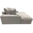 Pemberly Row Gray Oversized Fabric Cuddler Chaise with Cupholder and USB Ports