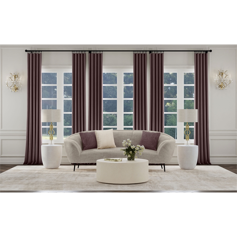 Pemberly Row Fabric Upholstered Channel Back Curved Sofa Beige