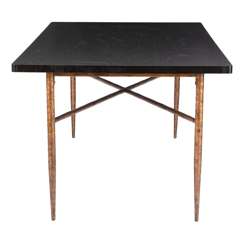 Pemberly Row Contemporary Dining Table in Black & Bronze Finish