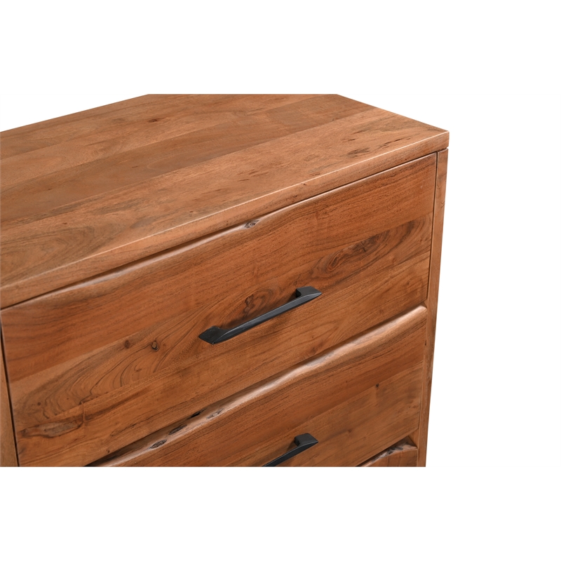 Pemberly Row 6-drawer Live Edge Solid Wood Dresser in Brown/Black