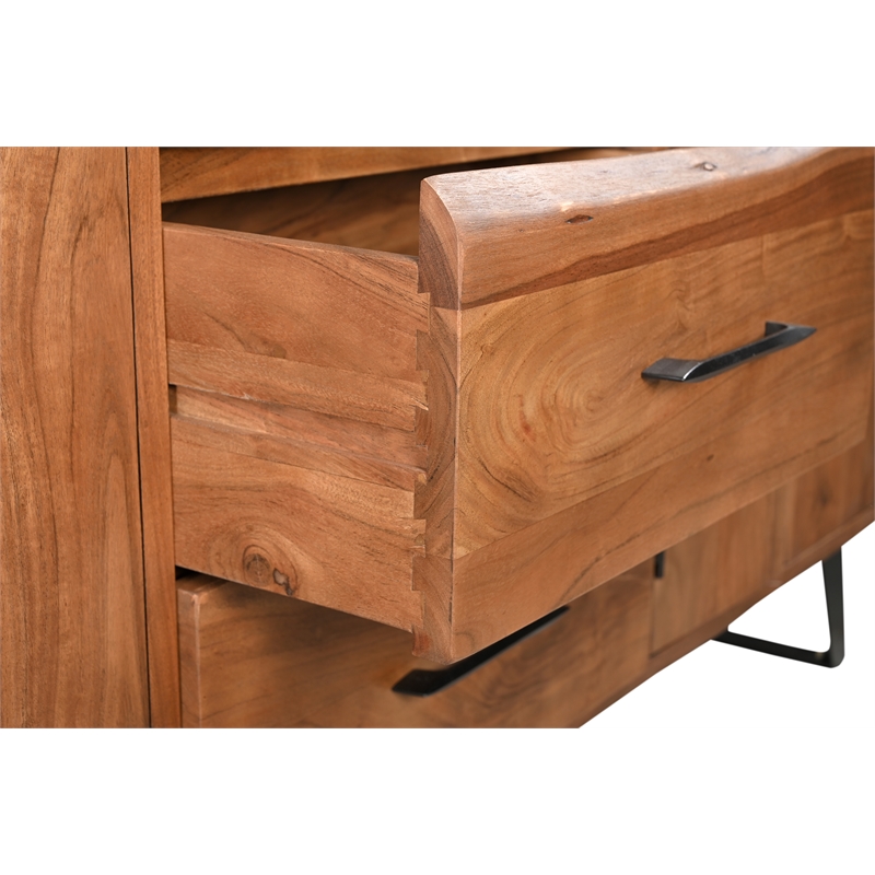 Pemberly Row 6-drawer Live Edge Solid Wood Dresser in Brown/Black