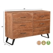 Pemberly Row 6-drawer Live Edge Solid Wood Dresser in Brown/Black