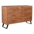 Pemberly Row 6-drawer Live Edge Solid Wood Dresser in Brown/Black