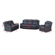 Pemberly Row 3Pc Fabric Reclining Living Room Set with Cup Holders Storage Grey