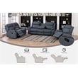Pemberly Row 3Pc Fabric Reclining Living Room Set with Cup Holders Storage Grey