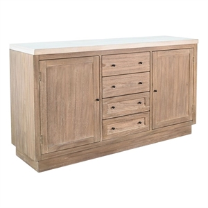 Pemberly Row Contemporary 60&quot Solid Wood Buffet in Light Gray