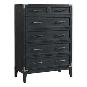 Pemberly Row Contemporary 5-Drawer Chest Weathered Steel in Silver