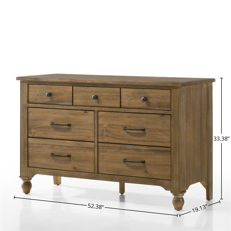 Pemberly Row Contemporary 7-Drawer Wood Dresser in Sand Dune