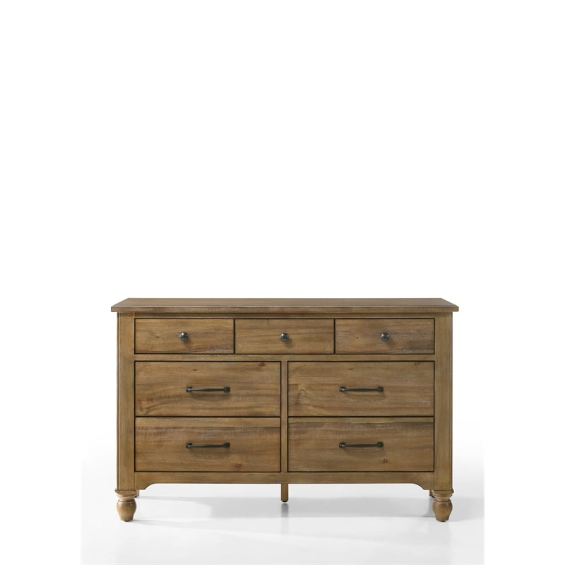 Pemberly Row Contemporary 7-Drawer Wood Dresser in Sand Dune