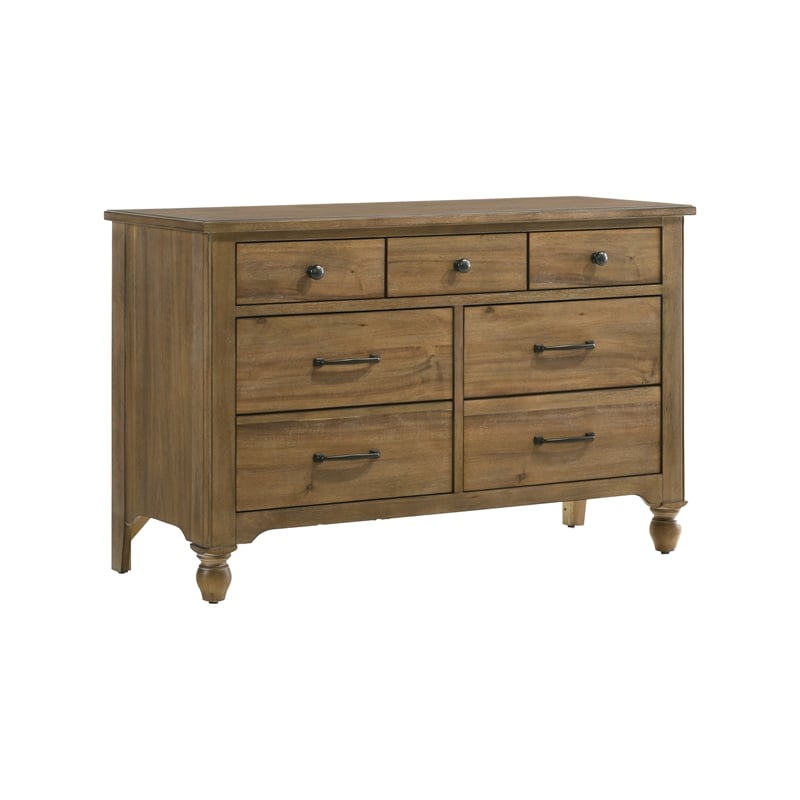 Pemberly Row Contemporary 7-Drawer Wood Dresser in Sand Dune