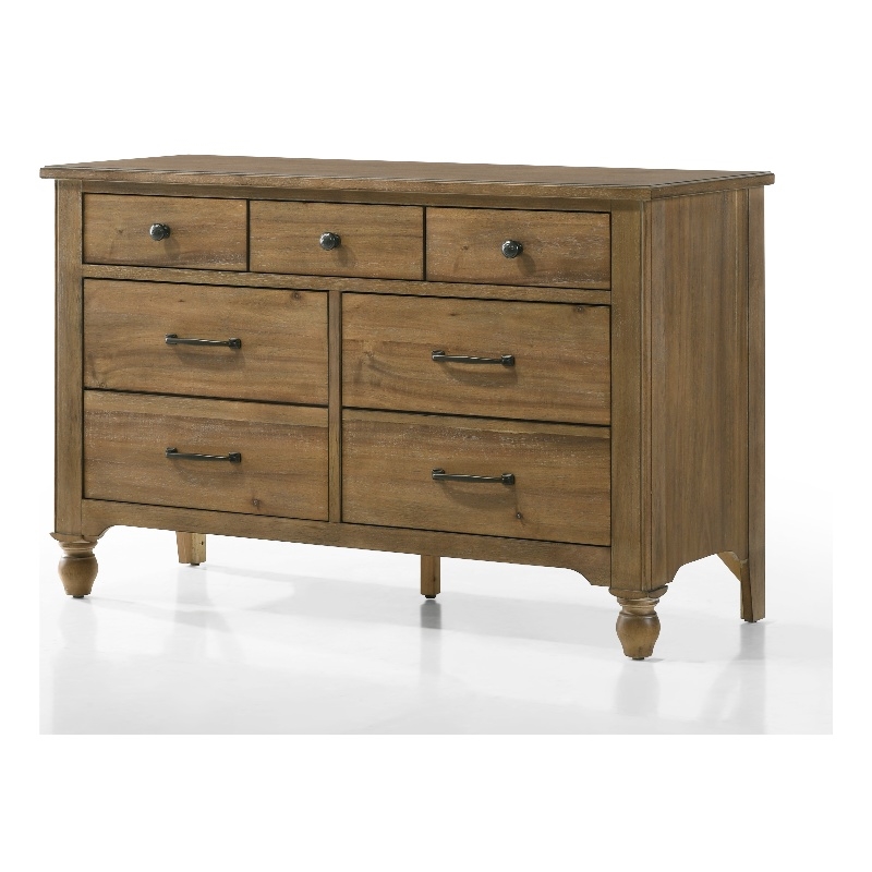 Pemberly Row Contemporary 7-Drawer Wood Dresser in Sand Dune