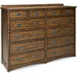 Pemberly Row Contemporary 12-Drawer Wood Dresser in Brown Finish