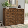 Pemberly Row Contemporary 12-Drawer Wood Dresser in Brown Finish