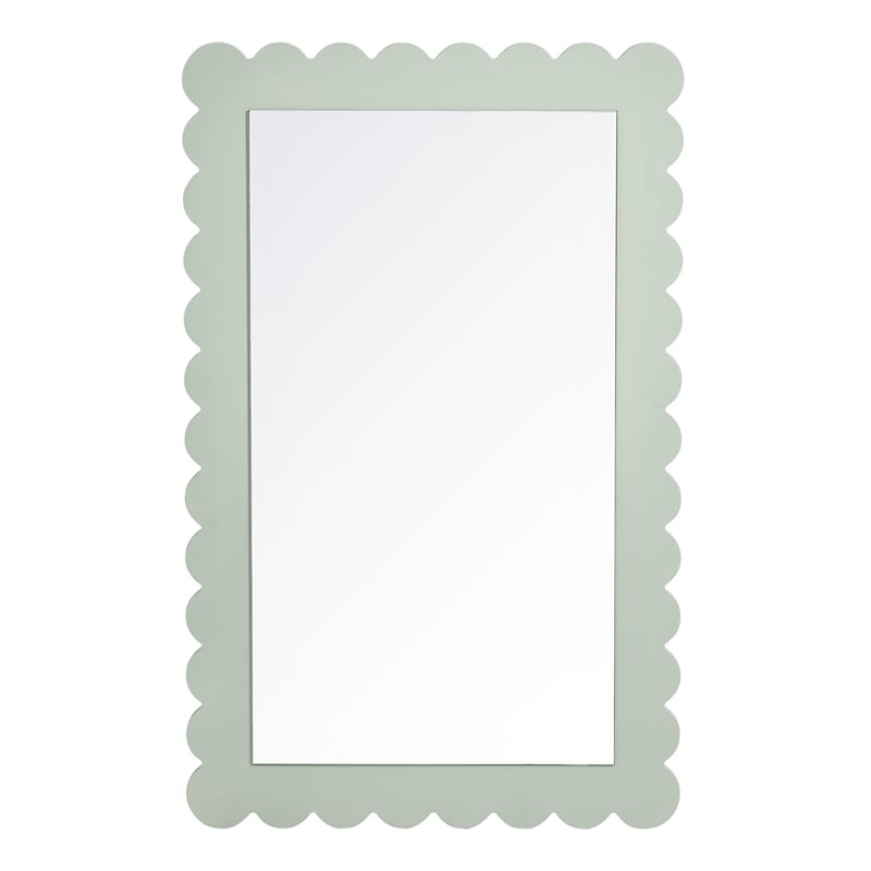 Pemberly Row Contemporary Wall Hanging Mirror in Sage Finish