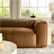 Pemberly Row Contemporary Upholstered Vegan Leather Sofa in Camel