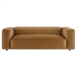 Pemberly Row Contemporary Upholstered Vegan Leather Sofa in Camel